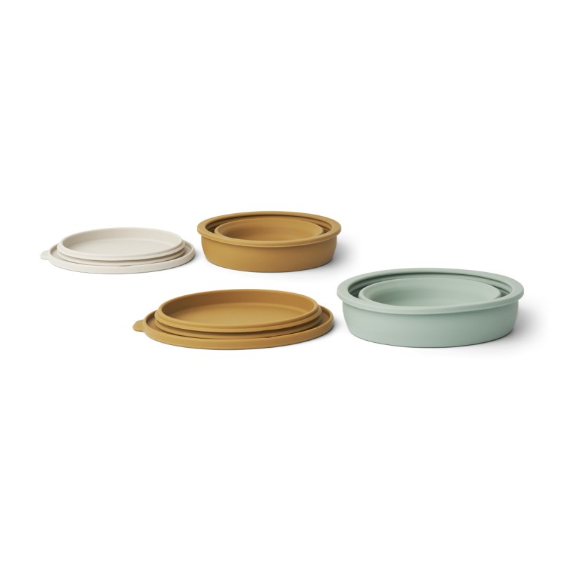 Liewood Σετ 2 Πτυσσόμενα Τάπερ Σιλικόνης Dale Golden Caramel Multi Mix παιδικό σετ τάπερ σιλικόνης
