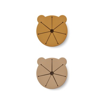 Liewood Παιδικό Μπωλ Φαγητού Bear από Σιλικόνη Golden Caramel Oat Mix - 2τμχ παιδικό σνακ μπωλ