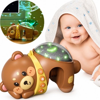 FunMuch Παιδικός LED Προτζέκτορας Αστεριών με Μουσική, Λευκούς Ήχους και Τηλεχειριστήριο - Αρκουδάκι