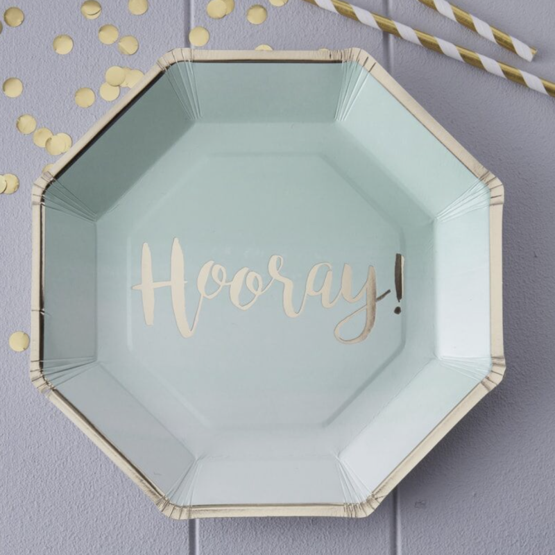 Ginger Ray Πιάτα Χάρτινα ”Mint Green Ombre” 8 τεμάχια Πιάτα πάρτι σε χρώμα μέντας