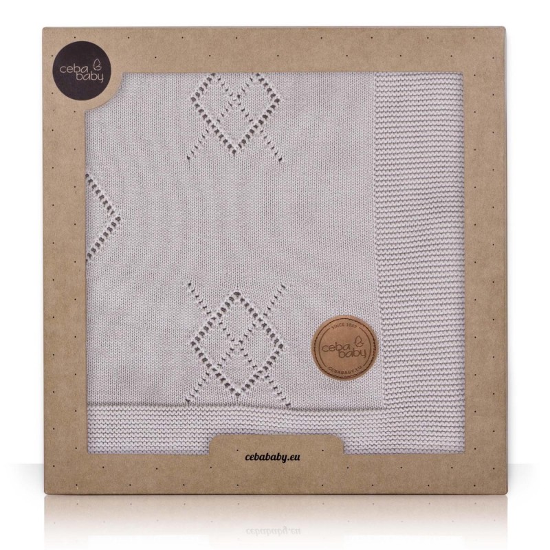 Ceba Baby Κουβέρτα Αγκαλιάς & Λίκνου Diamonds Πλεκτή 90x90cm Grey πλεκτή κουβέρτα αγκαλιάς