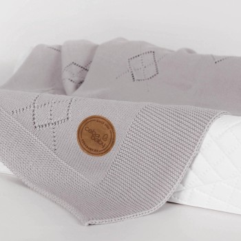 Ceba Baby Κουβέρτα Αγκαλιάς & Λίκνου Diamonds Πλεκτή 90x90cm Grey Ceba Baby Κουβέρτα Αγκαλιάς & Λίκνου Diamonds Πλεκτή 90x90cm Grey