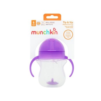Munchkin Παιδικό Ποτηράκι με Λαβές και Καλαμάκι ”Click Lock” από Πλαστικό Μωβ 207ml