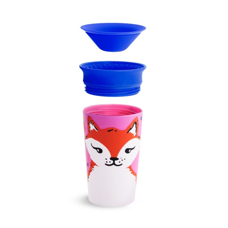 Munchkin Παιδικό Ποτηράκι ”Miracle 360° Wildlove Sippy” από Πλαστικό Fox Μπλε 266ml ποτηράκι μετάβασης για μωρά