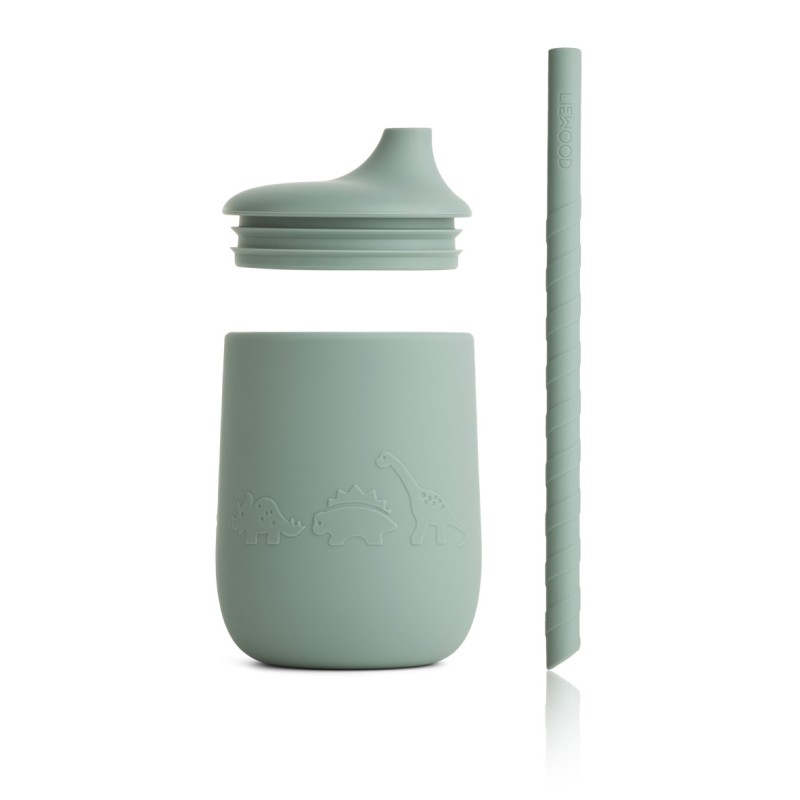 Liewood Παιδικό Ποτηράκι ”Ellis” από Σιλικόνη Πράσινο 230ml ποτηράκι σιλικόνης με καλαμάκι για μωρά