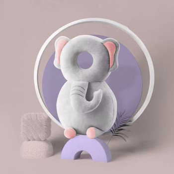 Giggles and Co. Προστατευτικό Μαξιλάρι Κεφαλιού Μωρού "Gray Elephant" Velvet (5 έως 48 μηνών)