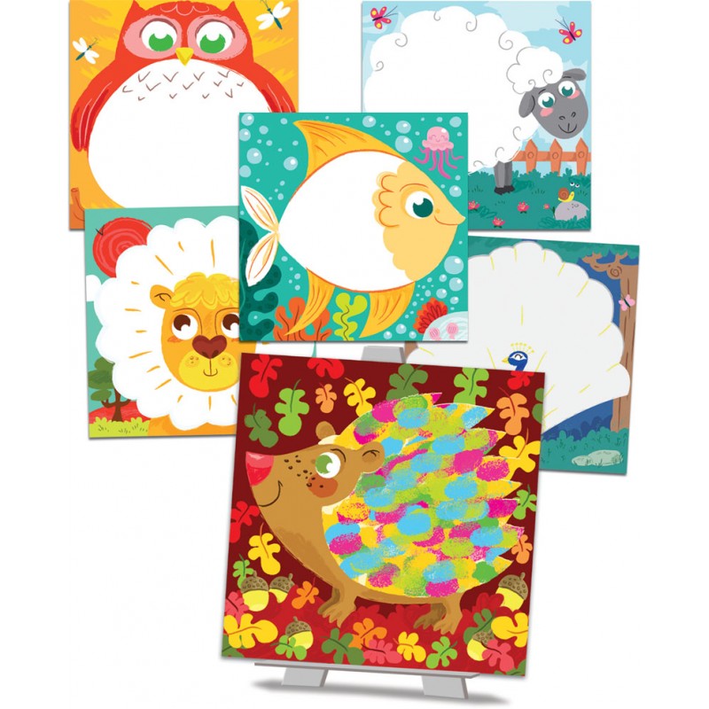 Créa Lign' Εύκολες Ζωγραφιές, Βάφω με τα Δάχτυλα ”Colorful Animals” σετ δαχτυλομπογιές για παιδιά