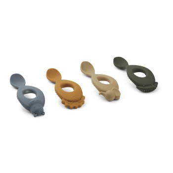 Liewood Σετ 4 Κουταλάκια Σιλικόνης Liva Safari Blue Multi Mix Liewood Σετ 4 Κουταλάκια Σιλικόνης Liva Safari Blue Multi Mix