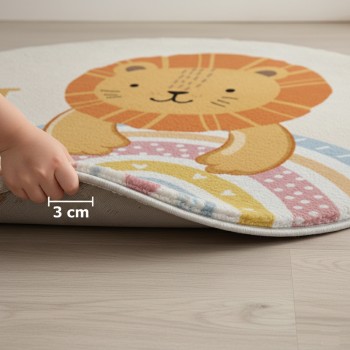Giggles & Co. Στρογγυλό Παιδικό Play Rug “Lion Laughs” – Μαλακό 3εκ. (Ø120 εκ.)