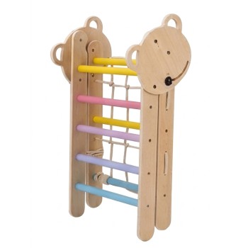 Giggles & Co. Montessori Pikler Triangle Ξύλινο Τρίγωνο Αναρρίχησης με Δίχτυ & Μαυροπίνακα για Παιδιά
