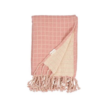 Fabelab Βρεφική Κουβέρτα Grid Old Rose βαμβακερή κουβέρτα μωρού