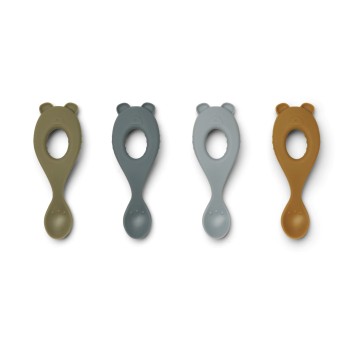 Liewood Σετ 4 Κουταλάκια Σιλικόνης Liva Blue Multi Mix βρεφικά κουτάλια σιλικόνης