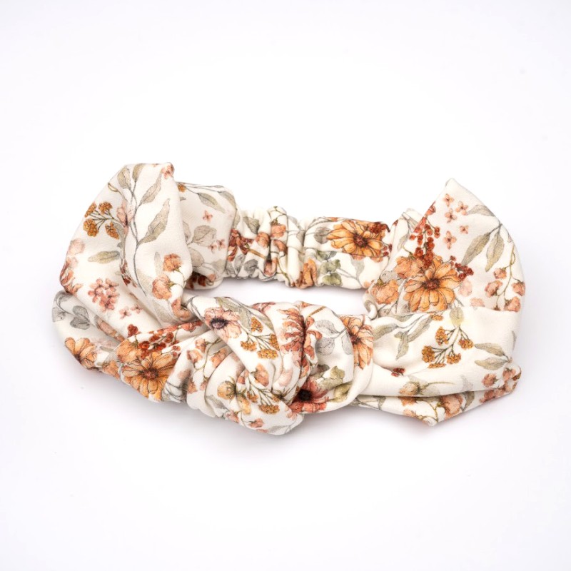 Toska Κορδέλα με Φιόγκο Flowers White βρεφική floral κορδέλα