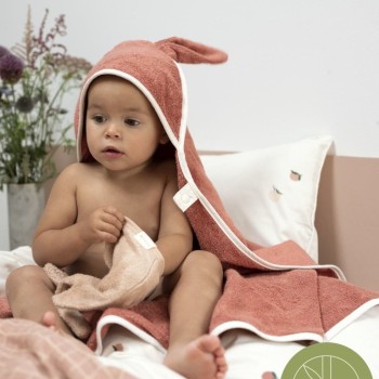 Fabelab Βρεφική Κάπα-Μπουρνούζι με Κουκούλα - Bunny/Clay