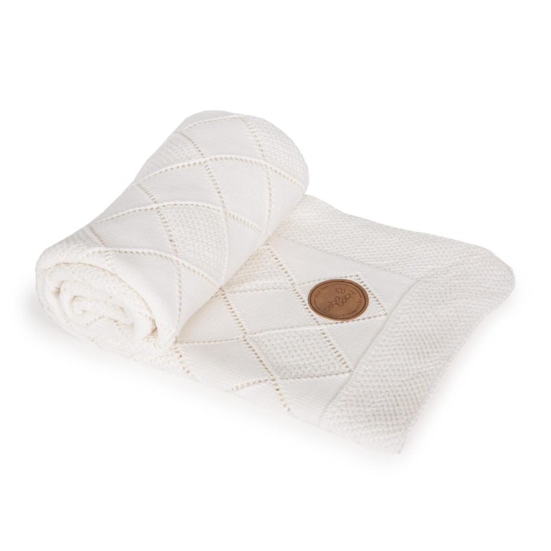 Ceba Baby Κουβέρτα Αγκαλιάς & Λίκνου Diamonds Πλεκτή 90x90cm Cream βρεφική πλεκτή κουβέρτα