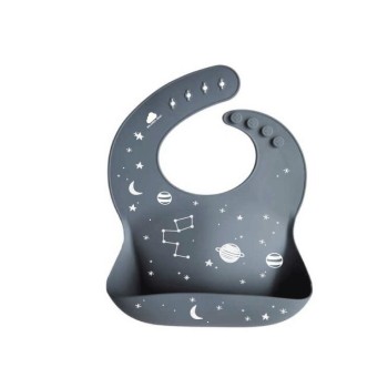 The Cotton Cloud Αδιάβροχη Σαλιάρα Σιλικόνης με Κουμπί και Τσέπη Cosmic βρεφική σαλιάρα σιλικόνης