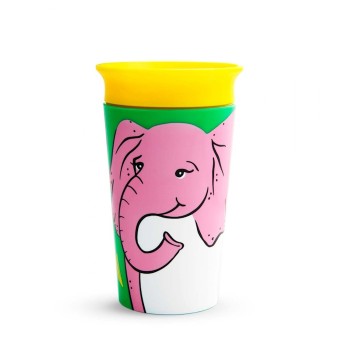 Munchkin Παιδικό Ποτηράκι ”Miracle 360° Wildlove Sippy” από Πλαστικό Elephant Κίτρινο 266ml βρεφικό ποτήρι μετάβασης