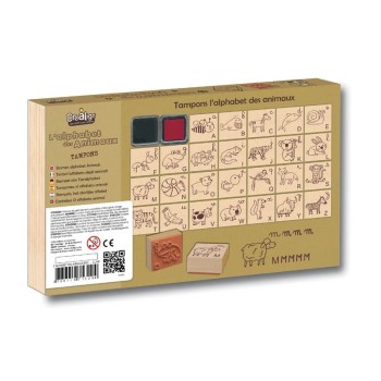 Créa Lign' Μαθαίνω Τα Γράμματα με Ζωάκια - 26 Ξύλινες Σφραγίδες και 2 Μελανοταινίες