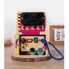 QiAiKe Montessori Light Robot Busy Board με Φώτα LED & Διακόπτες – Ξύλινο Αισθητηριακό Παιχνίδι