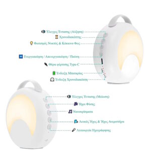 Giggles and Co. GM-07 Συσκευή Ύπνου με 30 Ήχους Νανούρισματος, Λευκούς Ήχους & Φως Νυκτός - Image 2