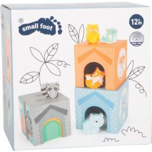 Small Foot Πύργος Στοίβαξης με Ξύλινα Ζωάκια & Παστέλ Κύβους (12m+) - Image 5