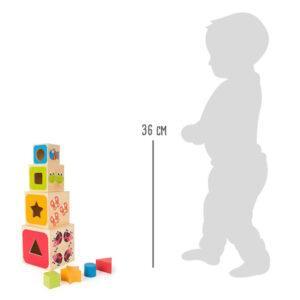 Small Foot Ξύλινοι Εκπαιδευτικοί Κύβοι Στοίβαξης 3 σε 1 με Σχήματα & Ζωάκια για 12m+ - Image 5